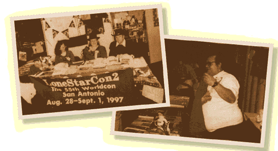 [Graphic: two snapshots taken at Intersection, one showing the LoneStarCon2 table, the second is of Fred Duarte Jr.]